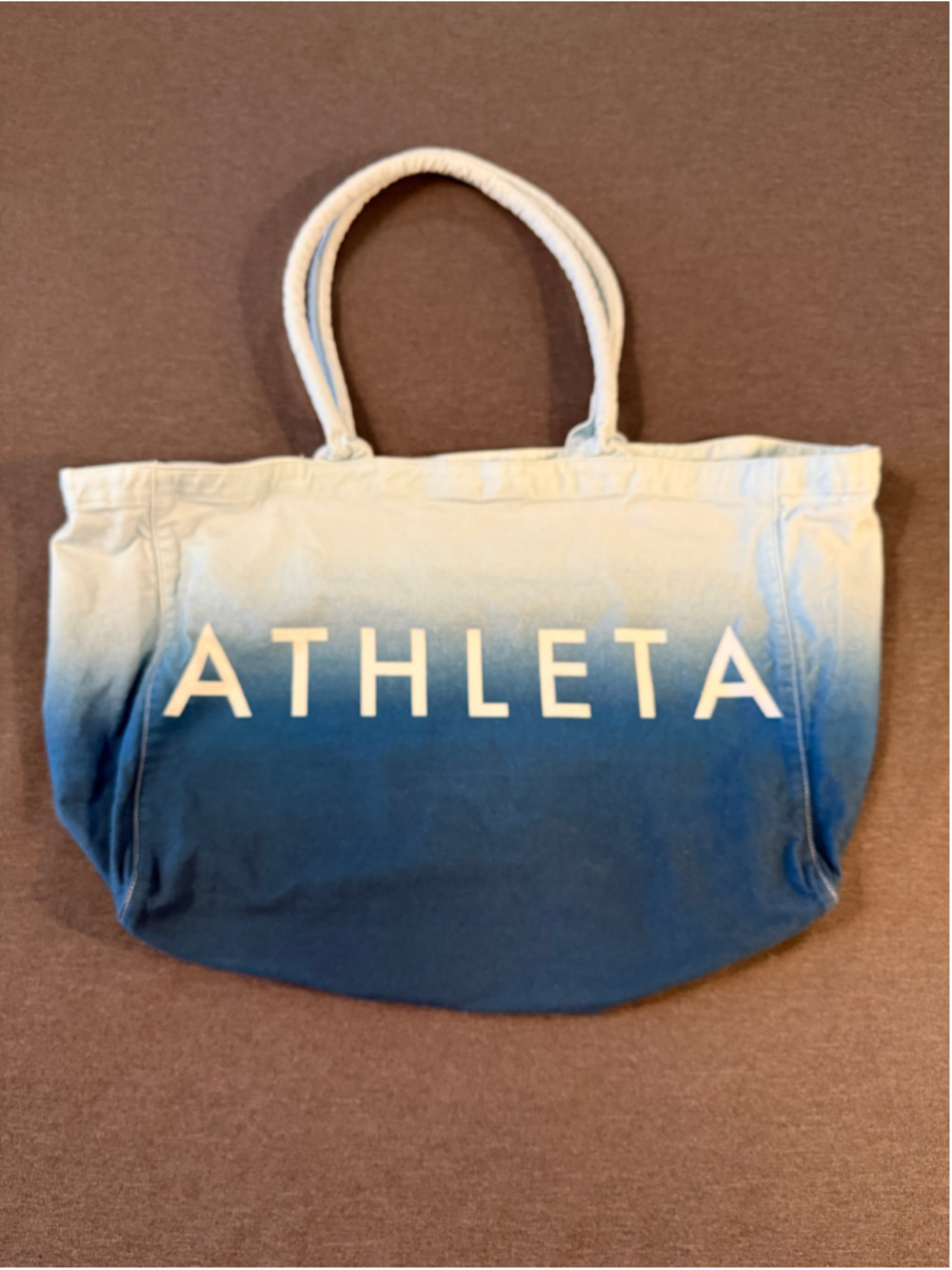 Athleta Blue Ombre Canvas Tote Bag EUC